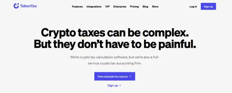 tokentax software homepage screenshot